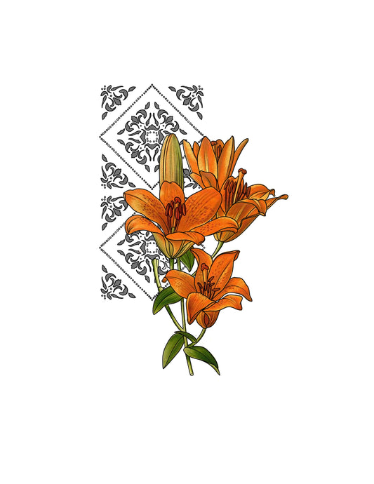 STEPHEN : Orange: Day Lily with Tiles : $750