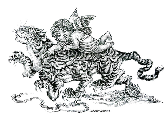 XIAOQING : Angel Ride the Tiger : $350-$650